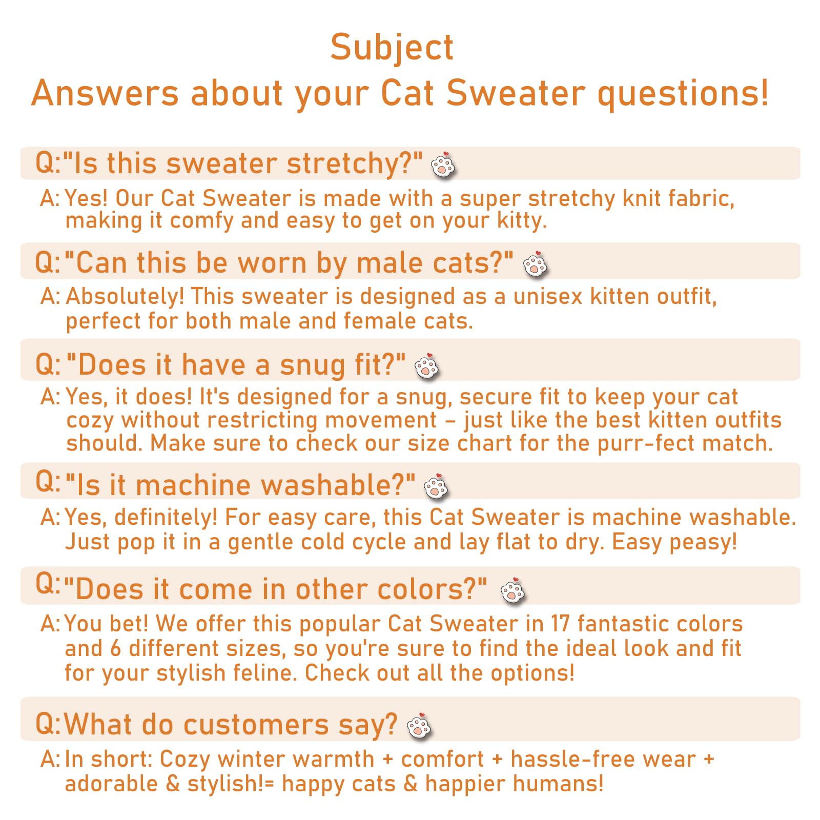 Jnancun Stretchy Cat Sweater with soft hypoallergenic yarn for sensitive skin