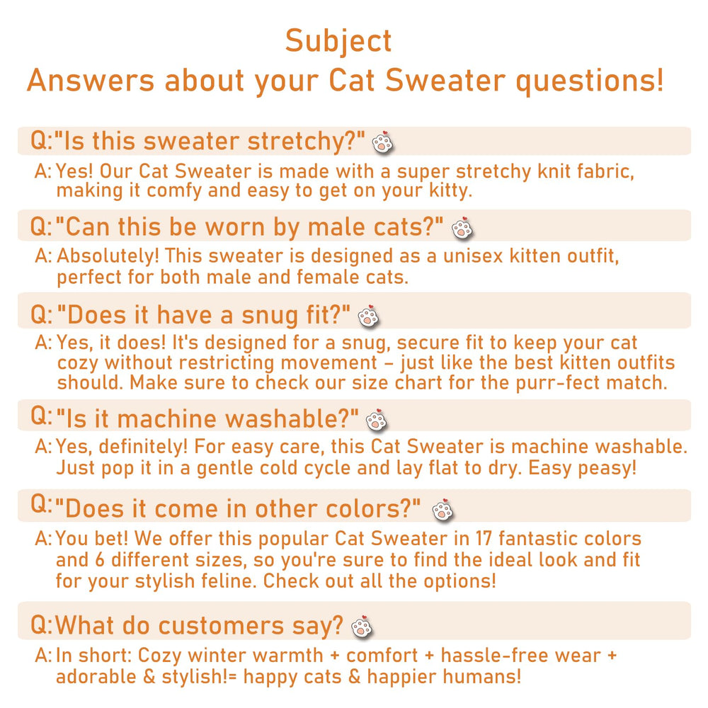 Jnancun Stretchy Cat Sweater with soft hypoallergenic yarn for sensitive skin