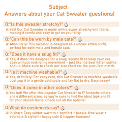 Jnancun Stretchy Cat Sweater with soft hypoallergenic yarn for sensitive skin