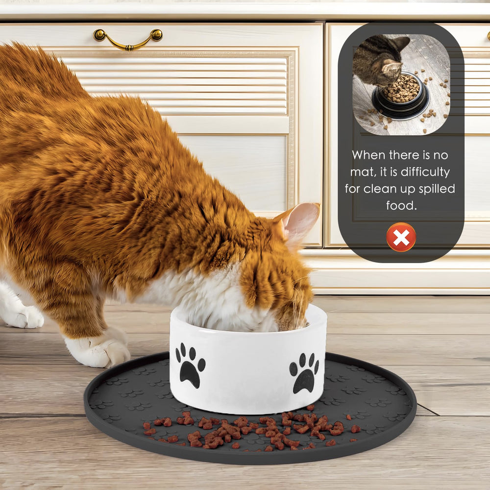 Joyinjojo pet food mat cleans quickly and is dishwasher safe.
