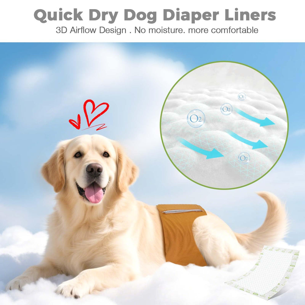 JOCCIK dog diaper liners 3D top layer keeps skin dry and comfortable.