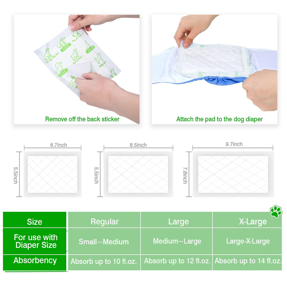 JOCCIK Dog Diaper Liners compatible with reusable wraps for leaks and travel.