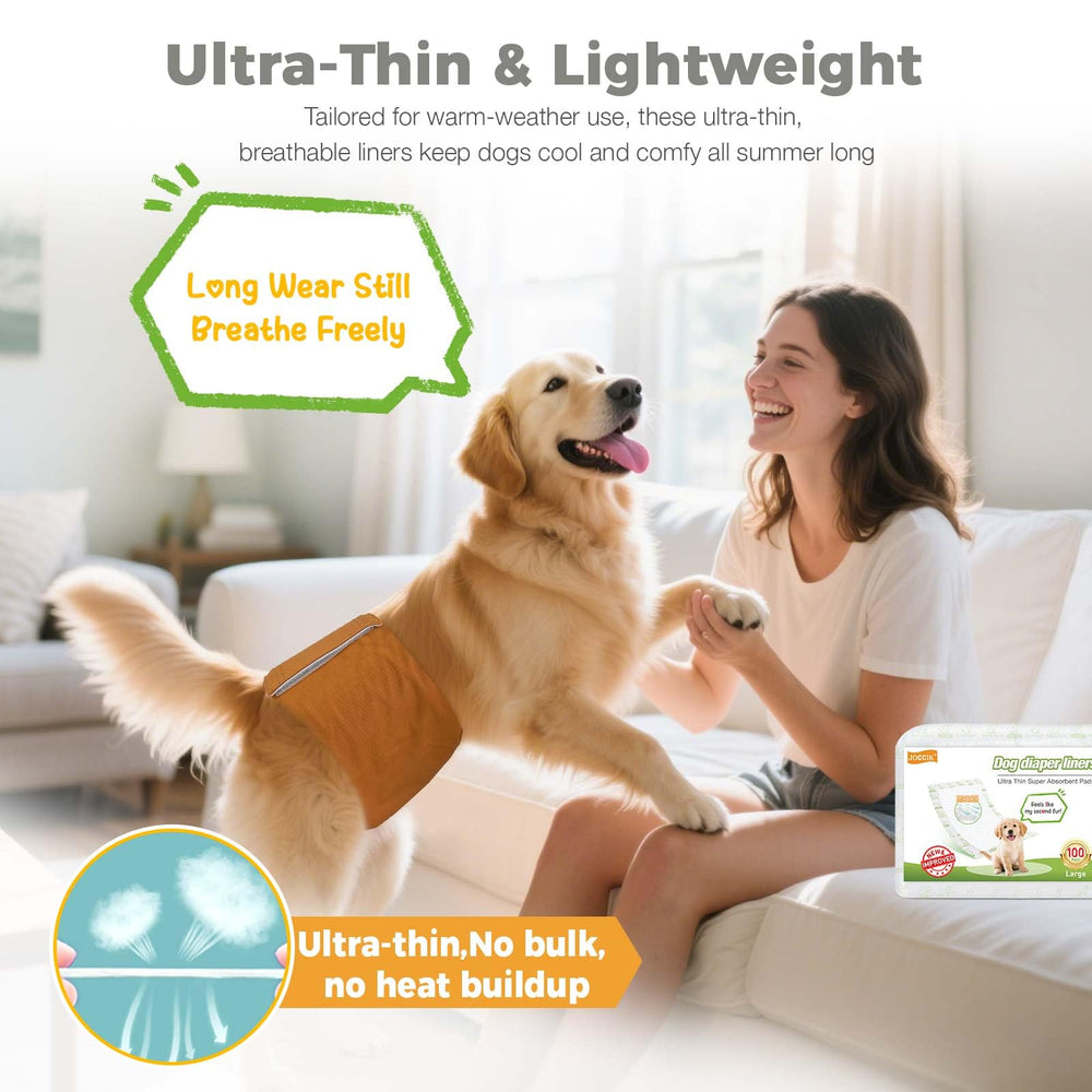 JOCCIK dog diaper liners upgraded adhesive provides secure placement and clean removal.
