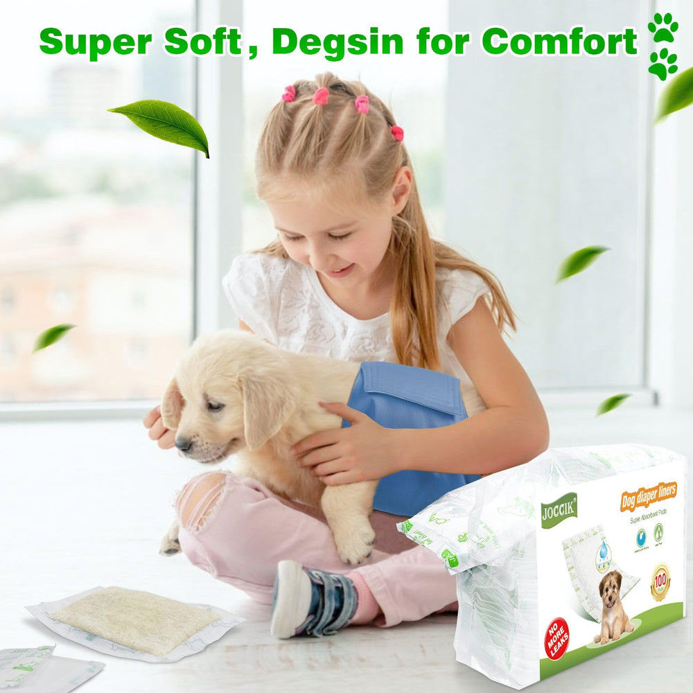 JOCCIK dog diaper liner packaging emphasizes eco friendly, waste reducing design