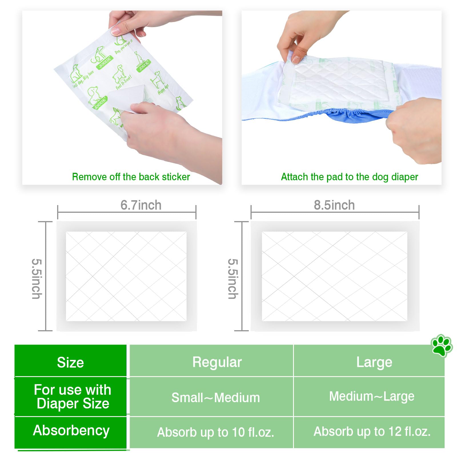 JOCCIK dog diaper liners 100pcs pack for long-term at-home care