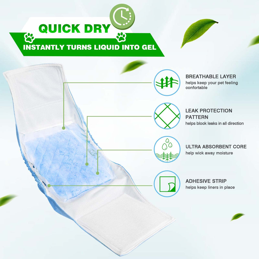 JOCCIK dog diaper liners with thin organic cotton top layer for softness
