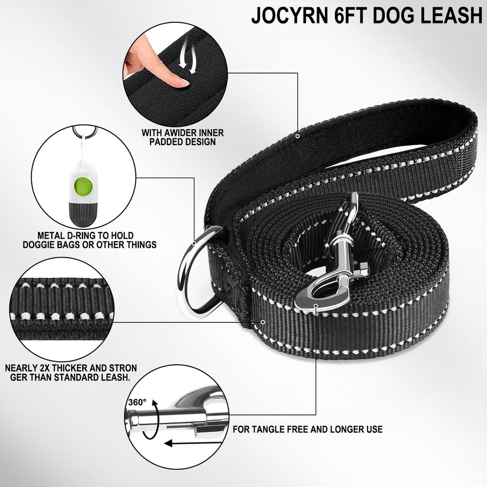 JOCYRN dog leash 6ft swivel hook prevents twisting during hikes