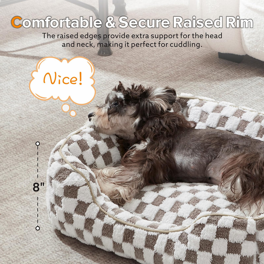 JOEJOY dog bed side view showing raised head cushions