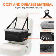 JoeJoy Deluxe Dog Booster Seat cushion closeup with soft padding and breathable mesh