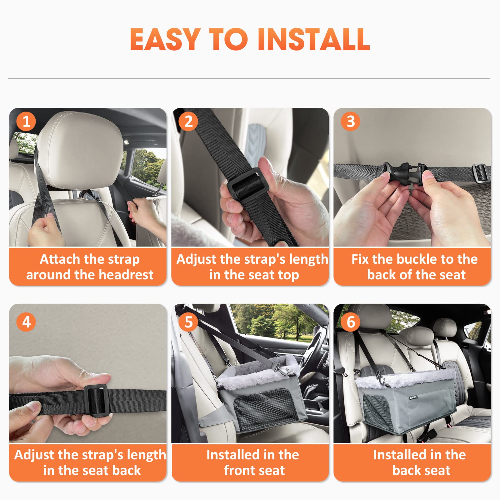 JOEJOY Oxford fabric seat is water-resistant and durable for daily car travel.