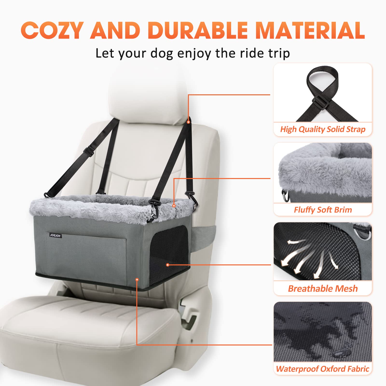 JOEJOY booster seat side installation demonstrates quick, secure buckles for easy setup.