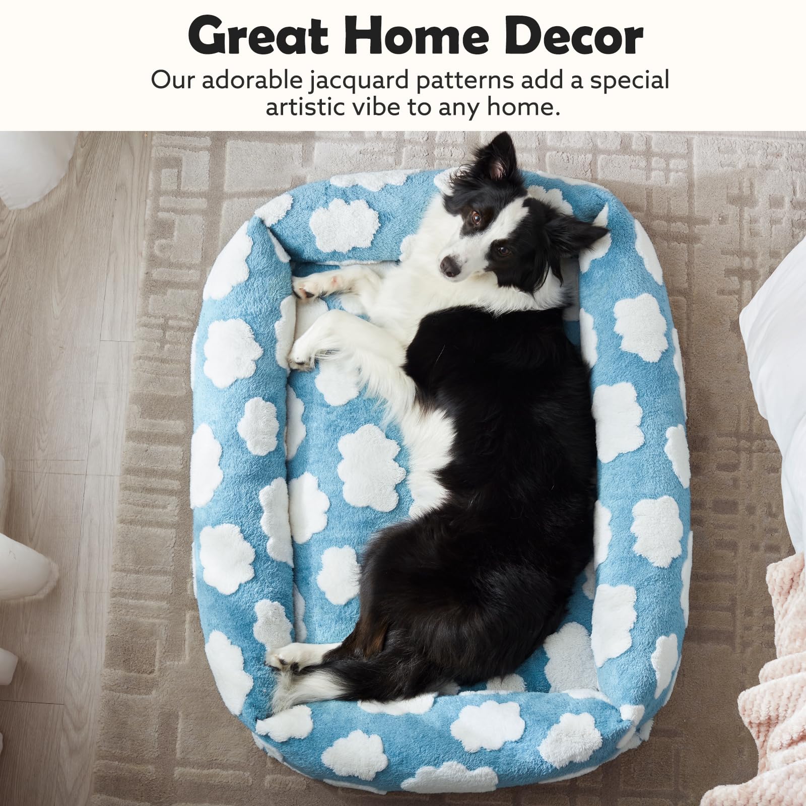 JOEJOY dog bed anti-slip bottom keeps bed in place for calm naps.
