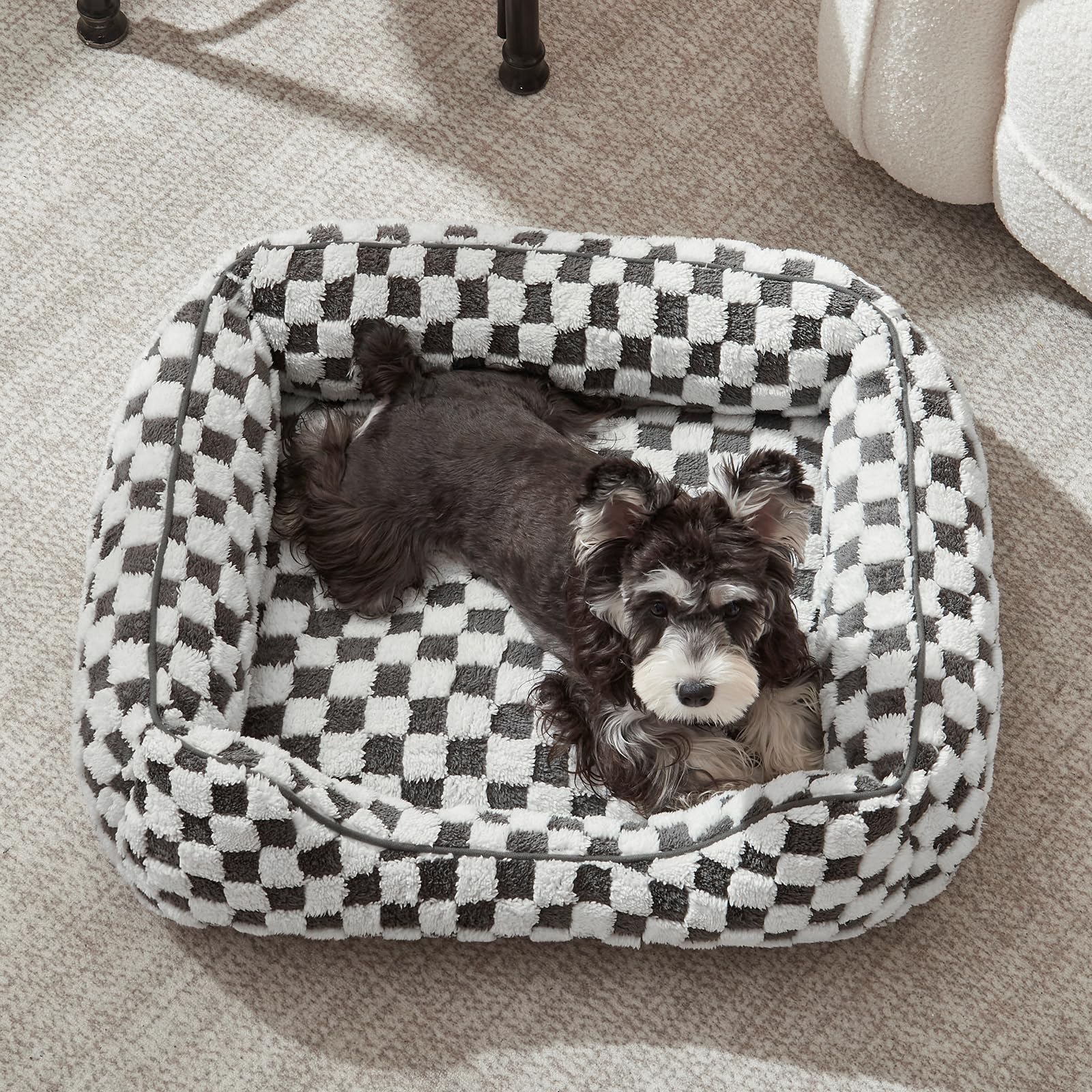JOEJOY dog bed suitable for dogs up to 40lbs grey with supportive comfort