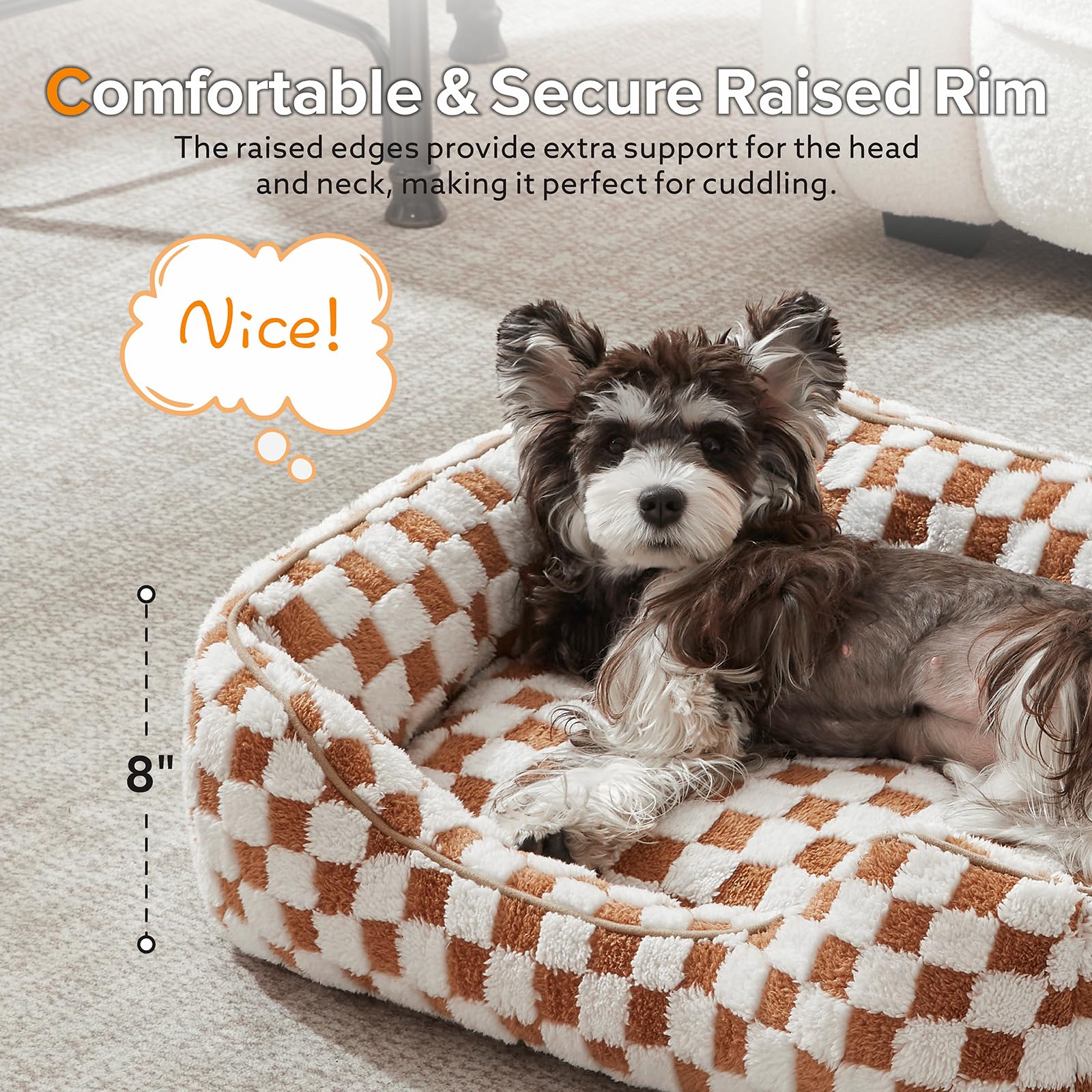 JOEJOY jacquard plush surface for a stylish, warm resting spot.