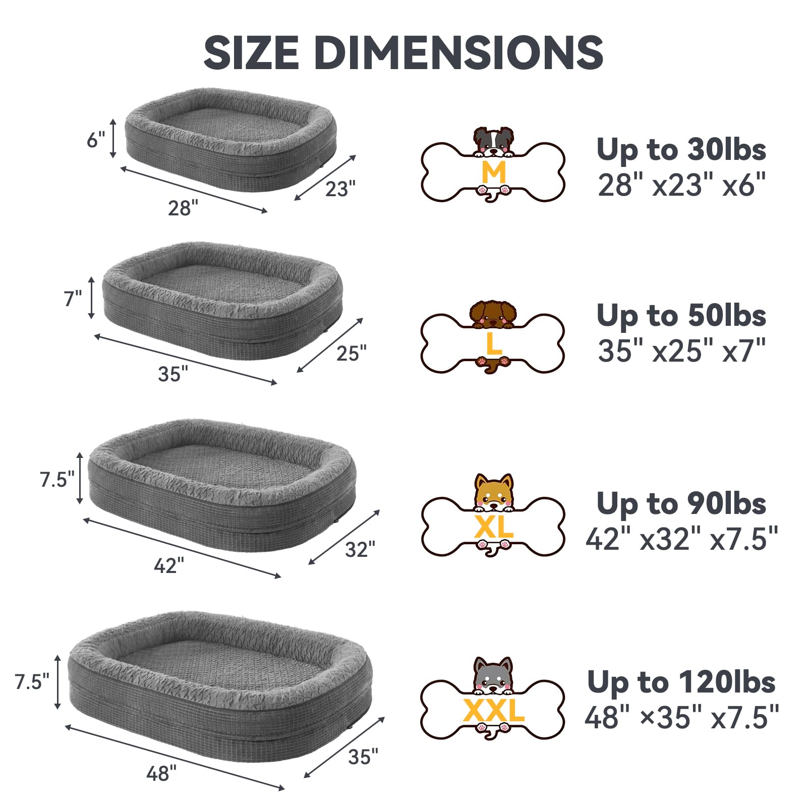 JOEJOY large 35x25x7 bed designed for medium to large dogs
