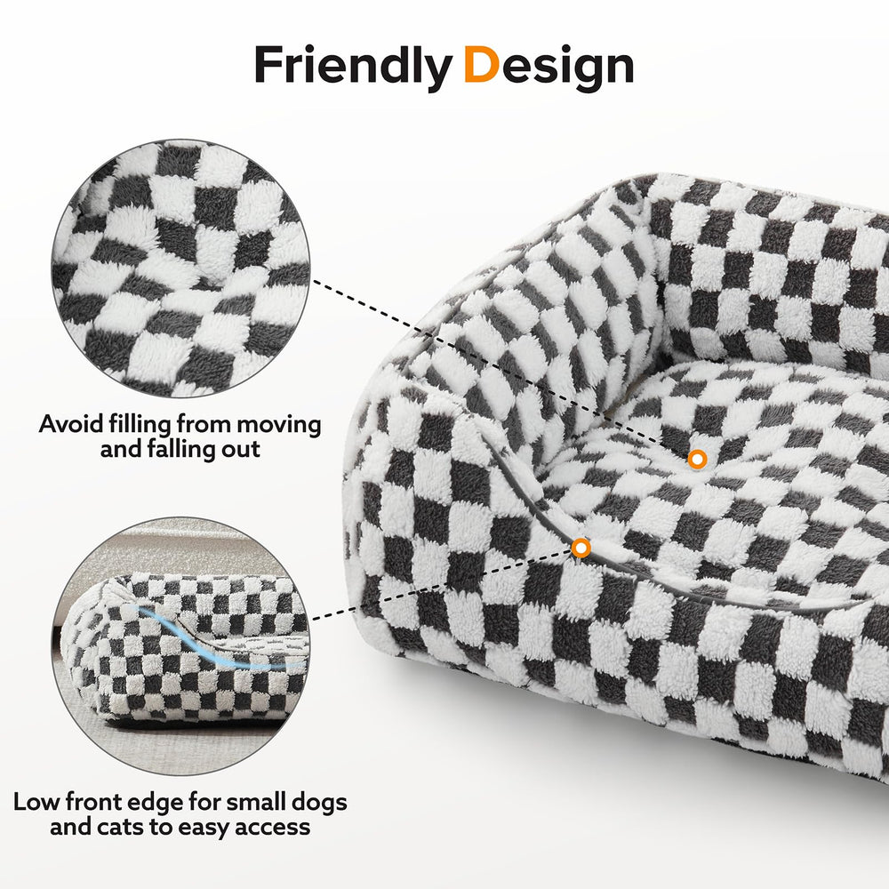 JOEJOY dog bed checkboard pattern adds modern style to living spaces.