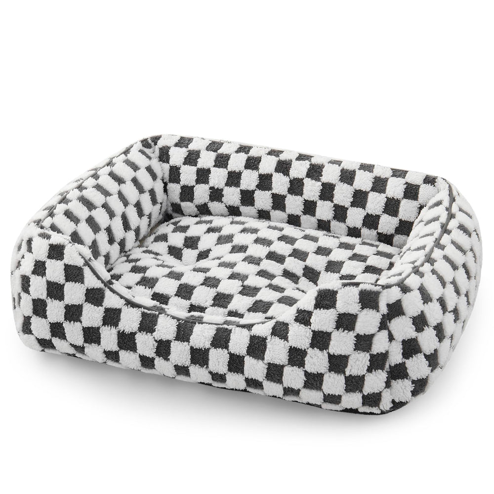 JOEJOY dog bed front view shows plush jacquard comfort for small to medium dogs.