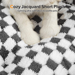 JOEJOY dog bed top view emphasizes cozy cushion and stylish checkboard design.