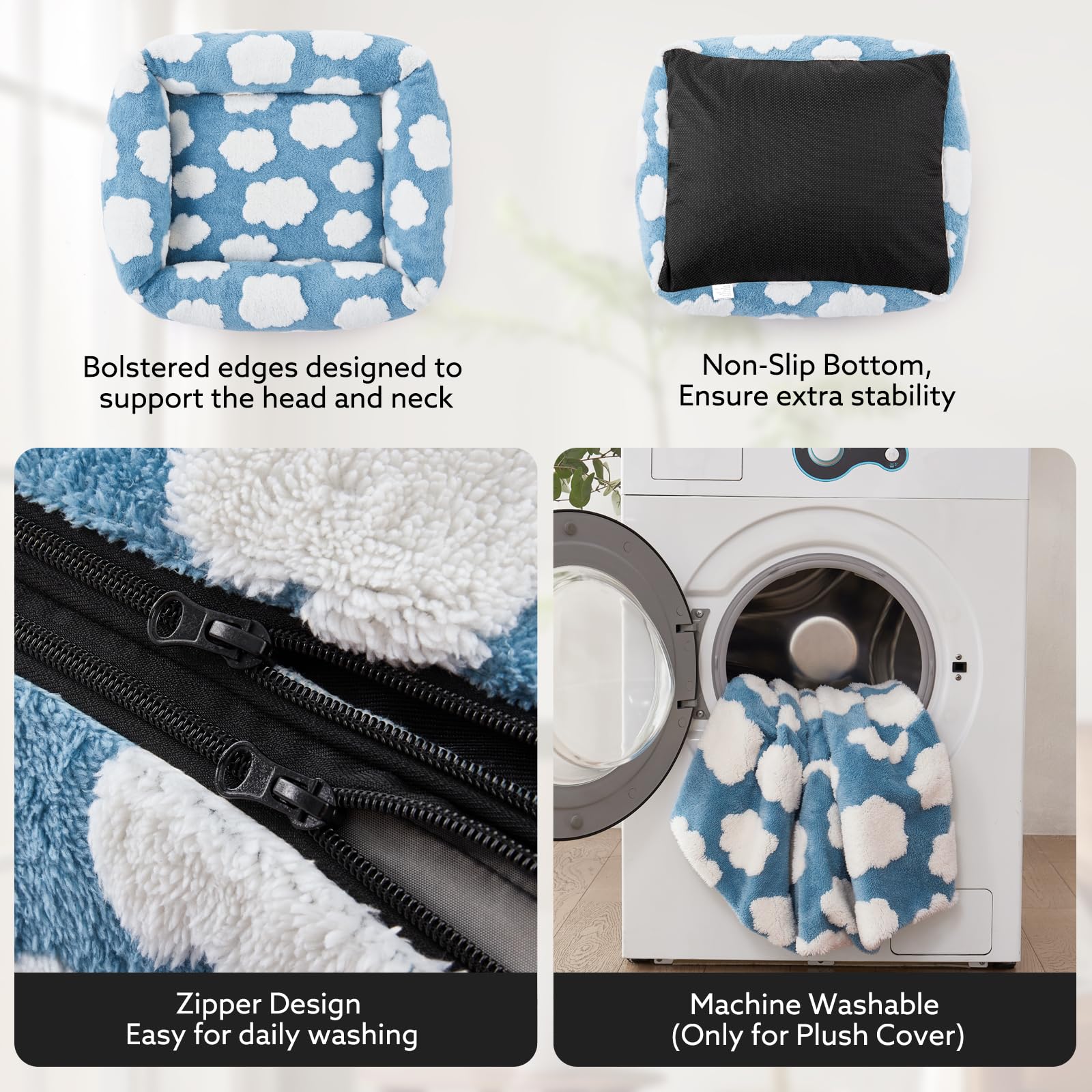 JOEJOY dog bed removable cover zipper demonstrates easy cleaning and quick refresh.