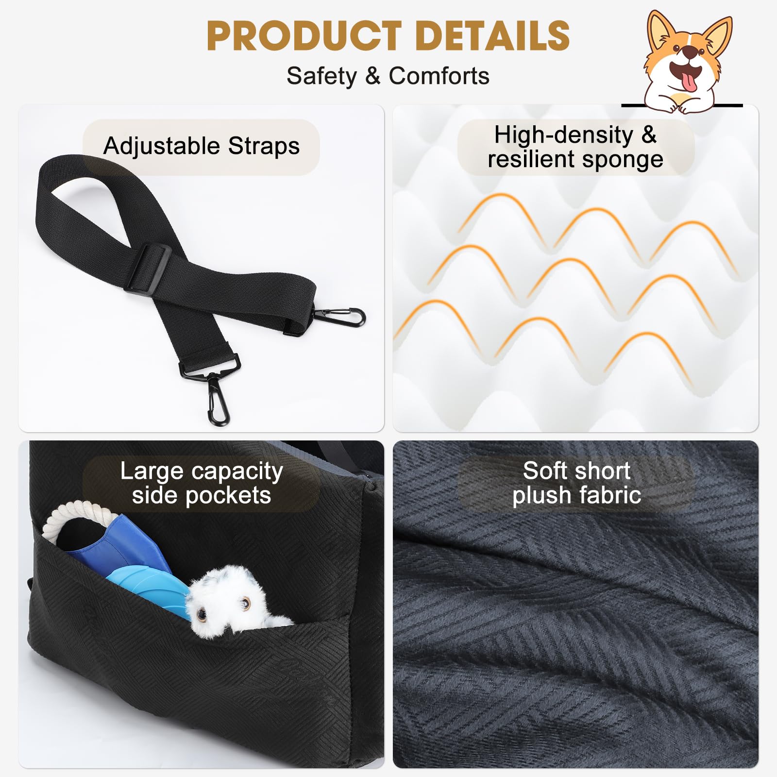 Joejoy dog car seat dual-material cover adapts to seasons for year-round comfort.