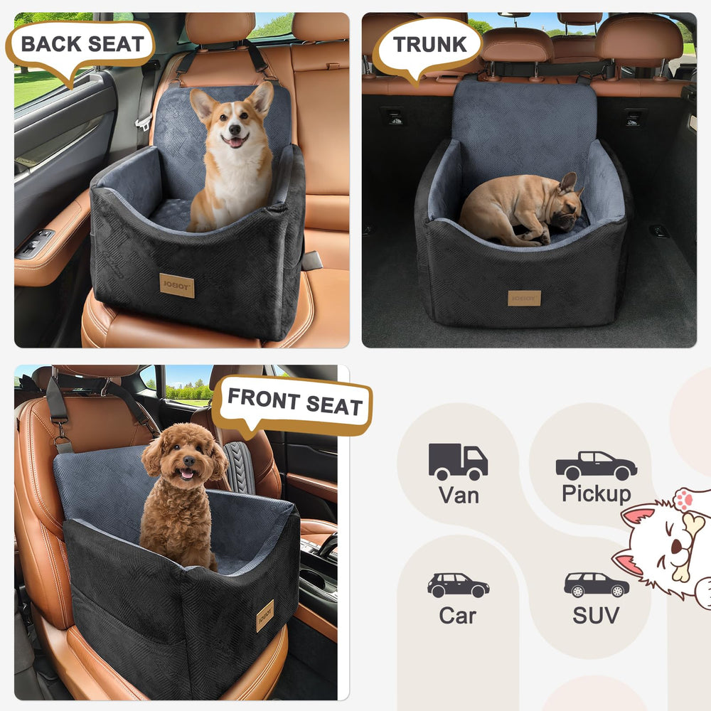 Joejoy dog car seat easy installation and washable cover for quick cleanup.