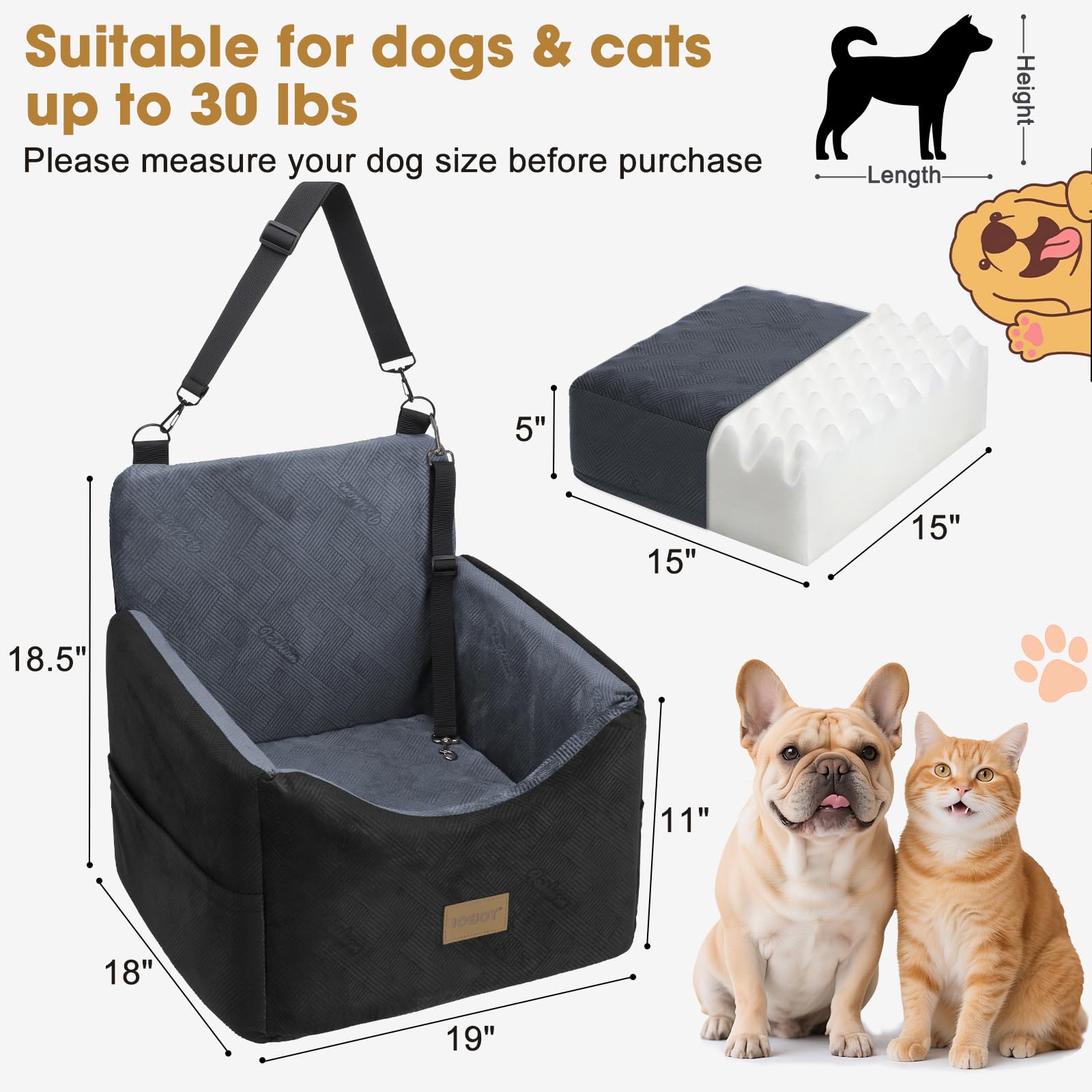 Joejoy dog seat storage pockets provide easy access to snacks and essentials.