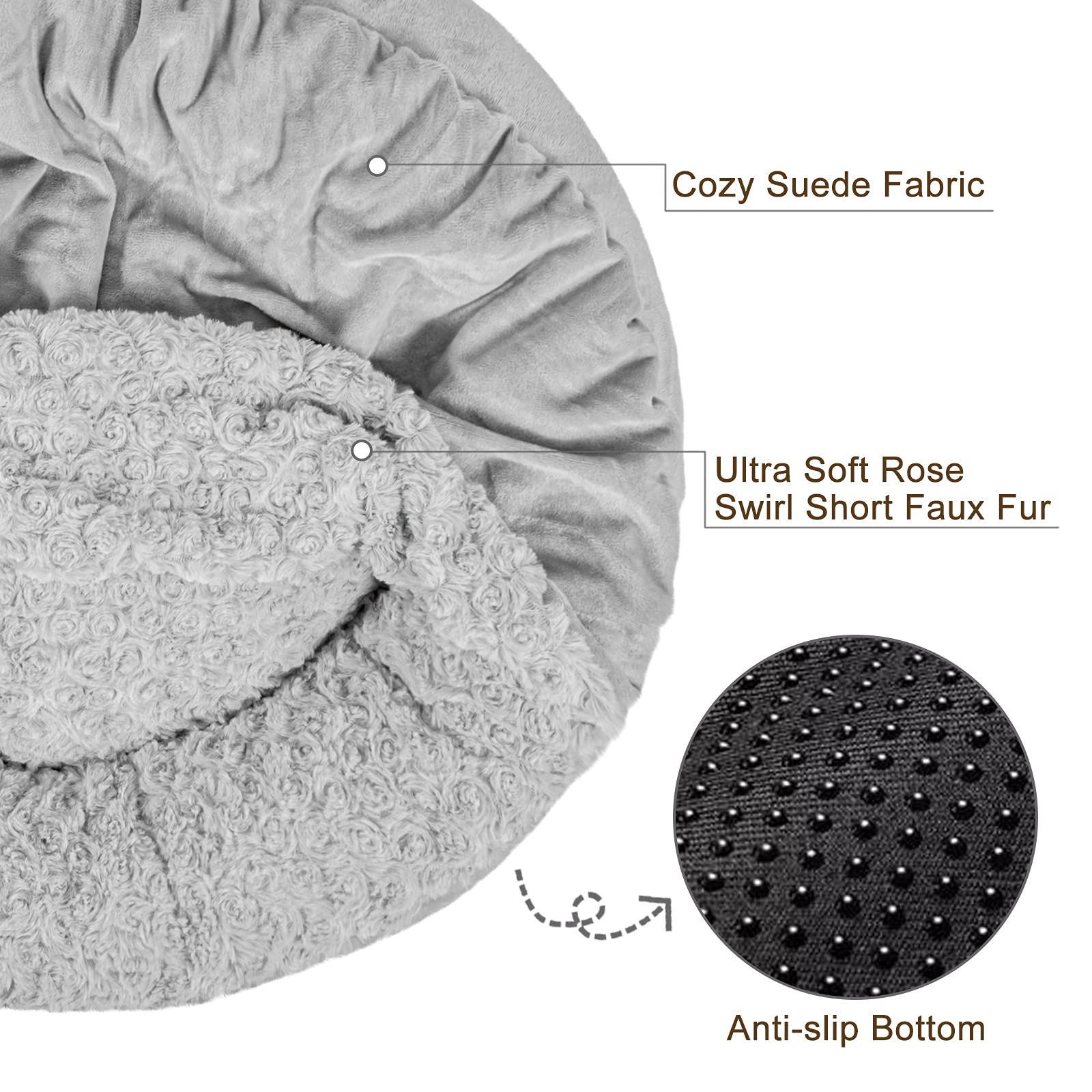 JOEJOY donut dog bed anti-slip bottom keeps bed in place during play