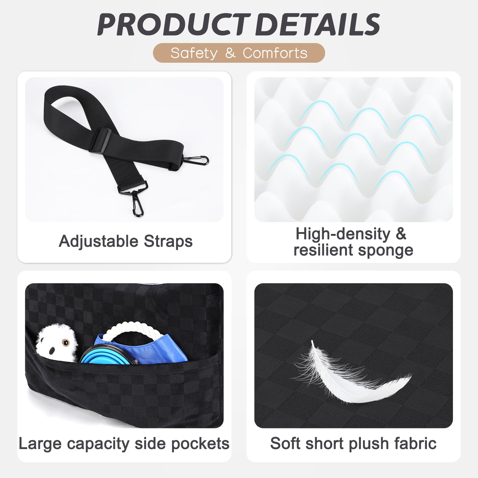 JOEJOY non-slip bottom and headrest strap stabilize the seat mid-journey.