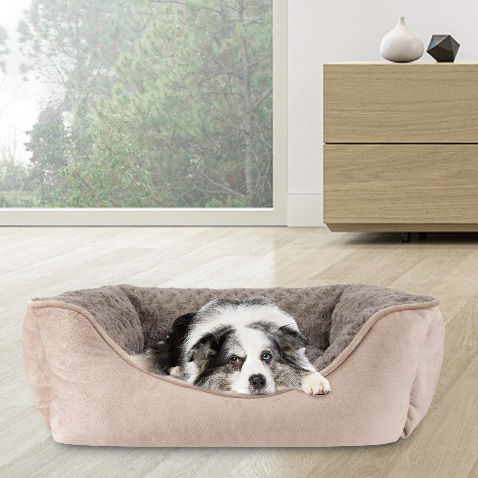 JOEJOY rectangle dog bed durable design doubles as sofa or car seat bed.