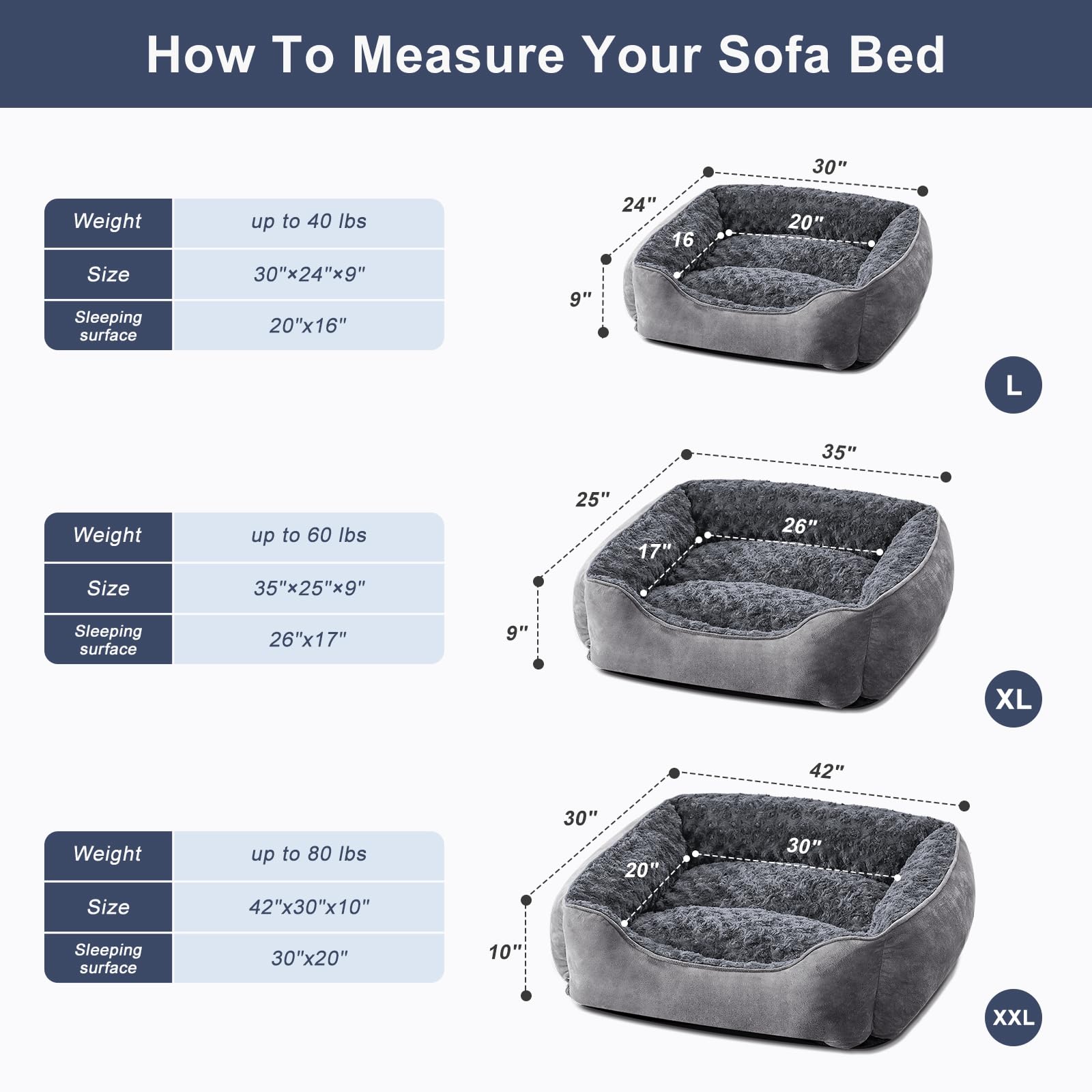 JOEJOY Rectangle Dog Bed front view highlighting low edge access
