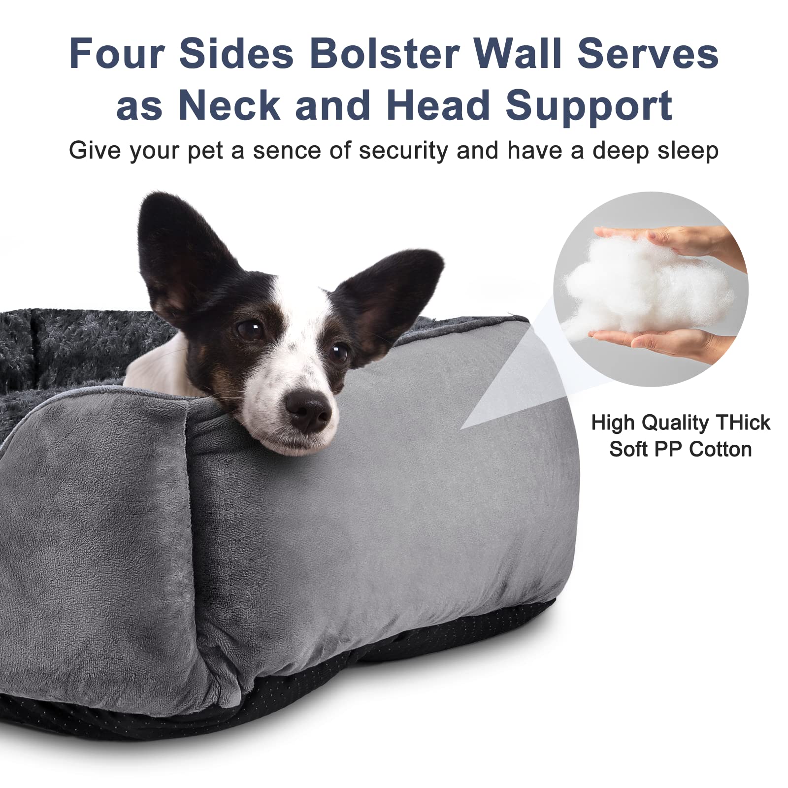 JOEJOY Rectangle Dog Bed inner padding detail showing plush support