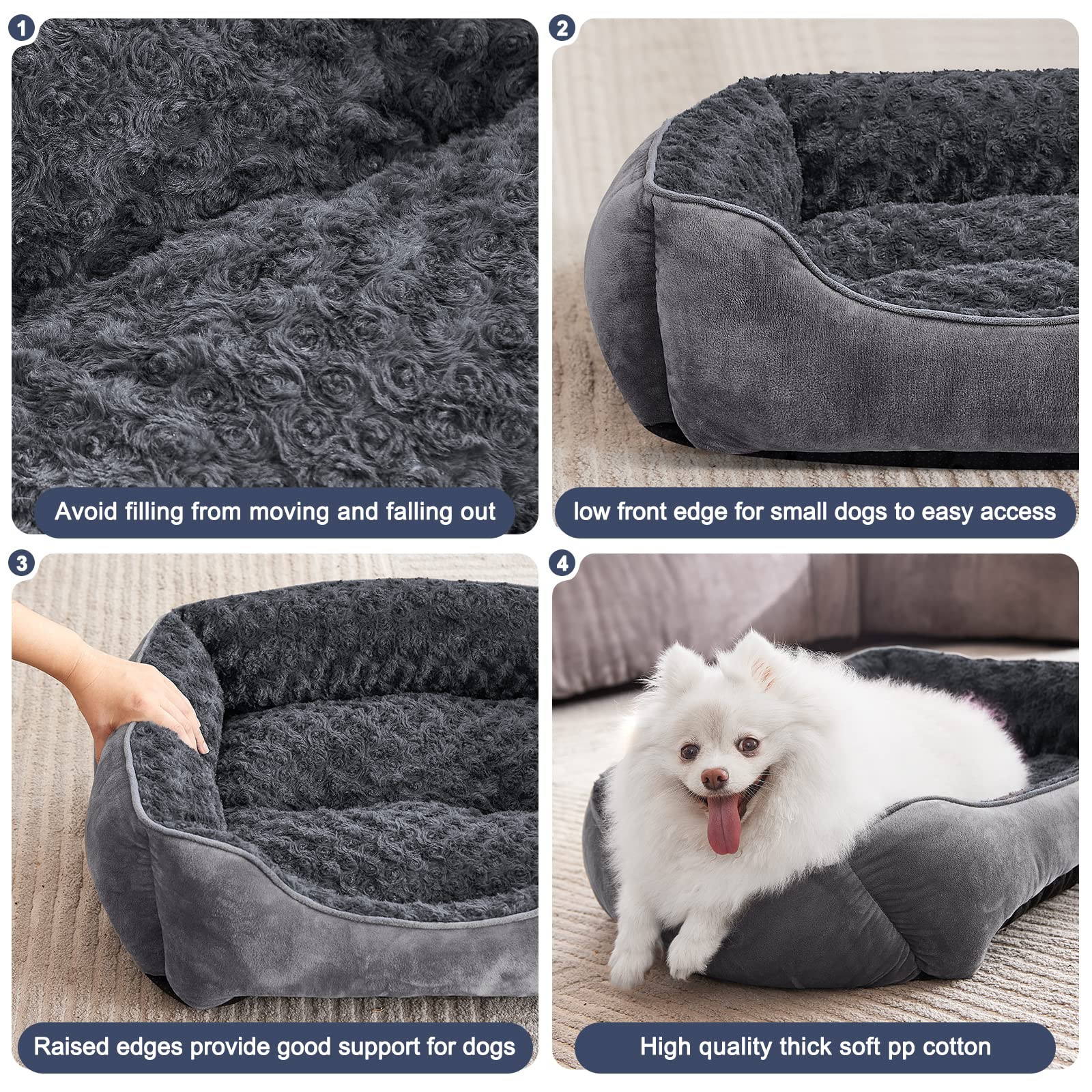 JOEJOY Rectangle Dog Bed non-slip bottom keeps bed in place