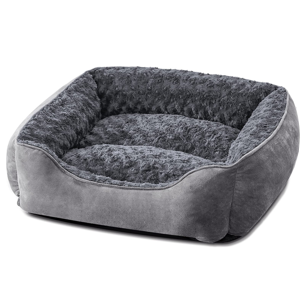 JOEJOY rectangle dog bed top view shows raised walls for head support