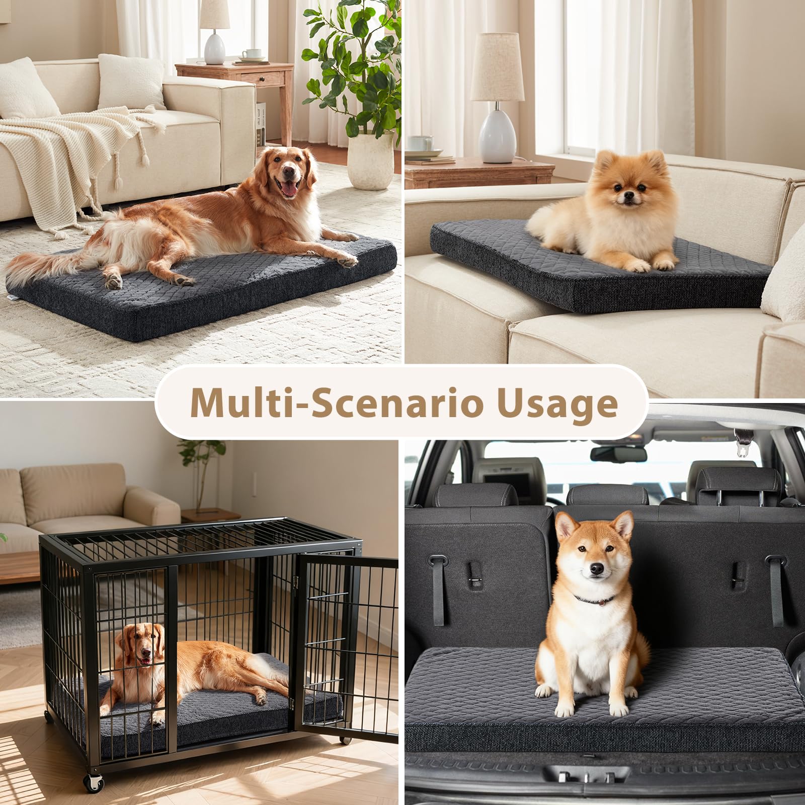 JOEJOY XL dog bed non-slip bottom keeps the bed steady on any floor.
