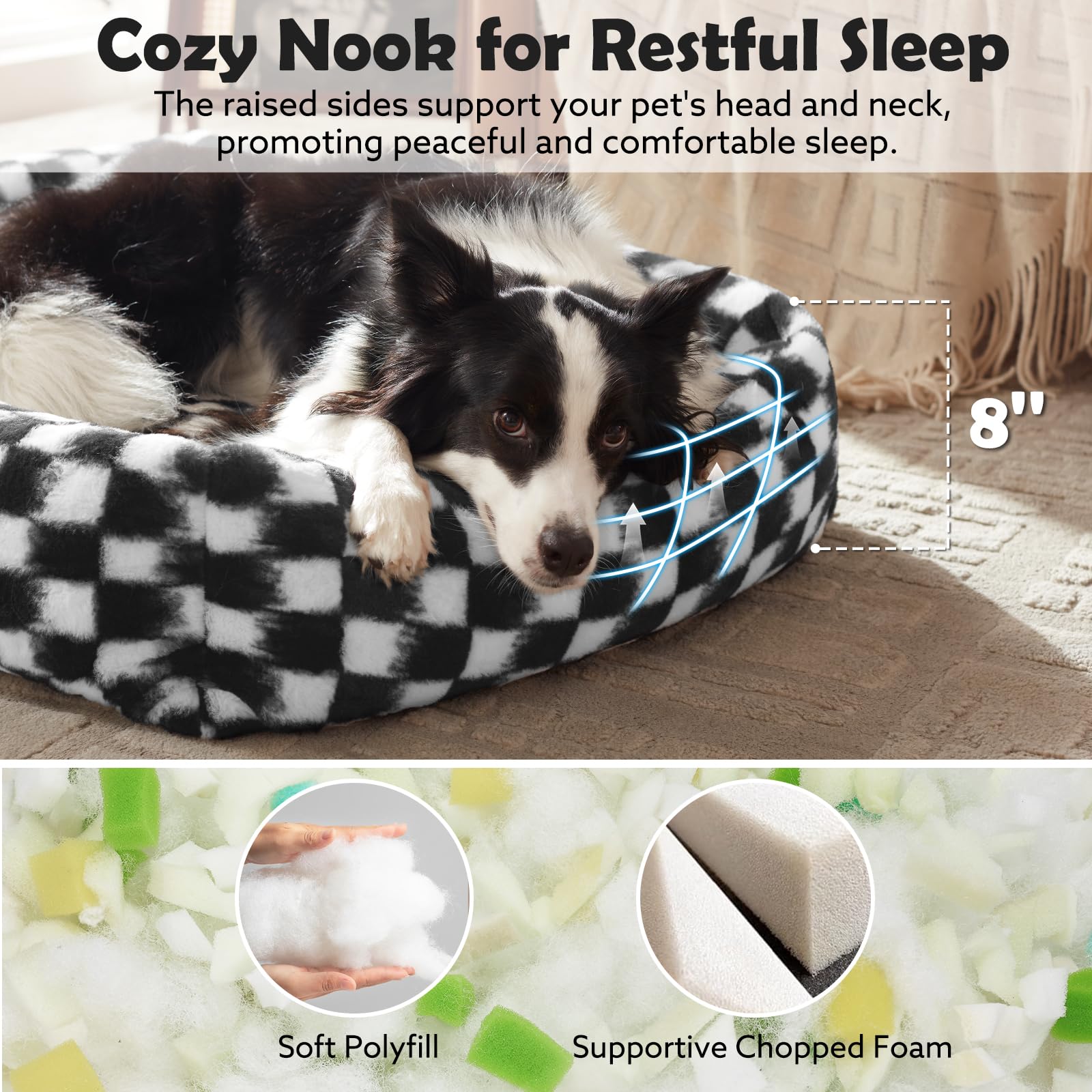 JOEJOY dog bed removable zipper cover allows easy cleaning after cuddles.