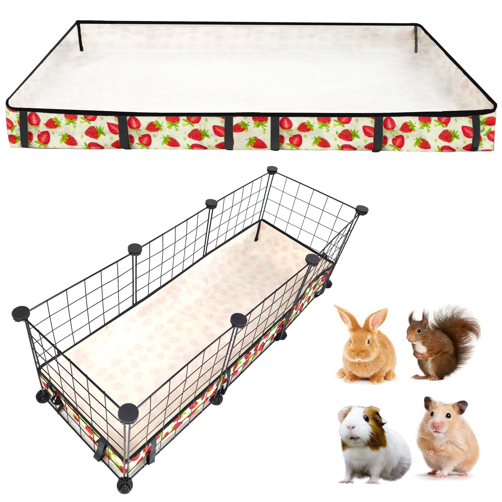 JOGEPEYO guinea pig cage liner with strawberries exterior design for stylish pet setups