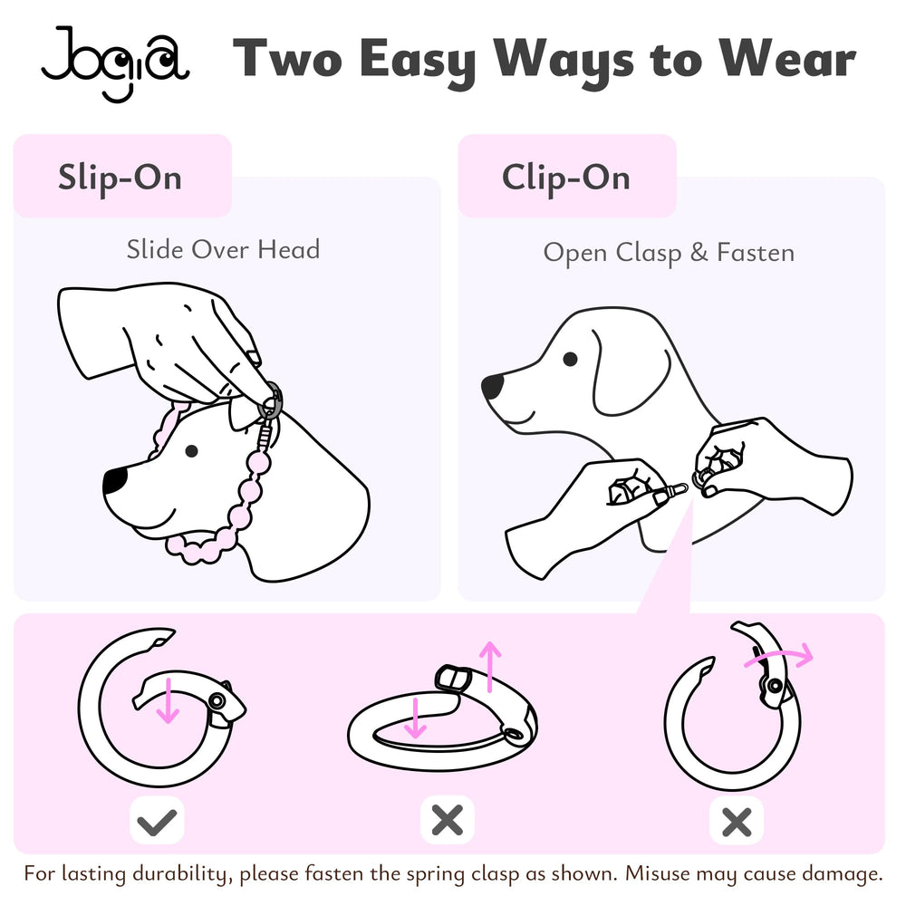 JOGIA Dog collar spring clasp easy-open design for quick, secure fitting.