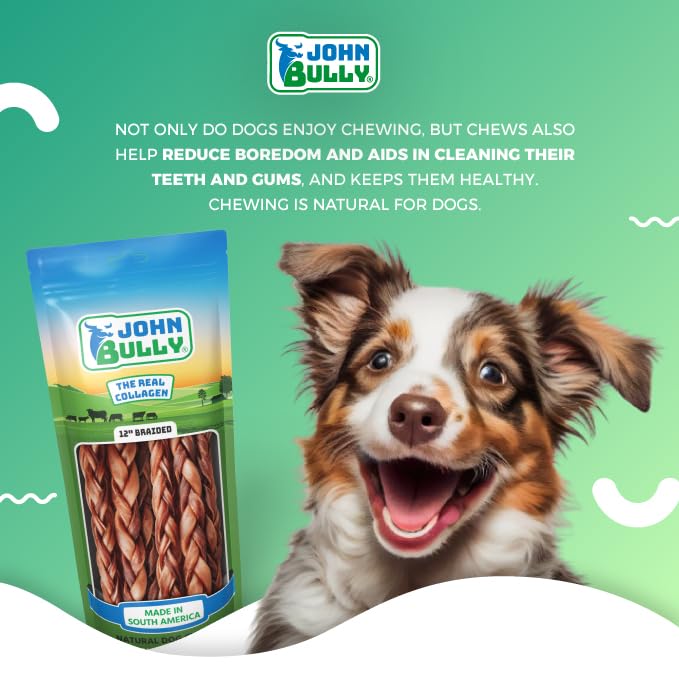 John Bully collagen for dogs odor-free label closeup shows premium ingredients