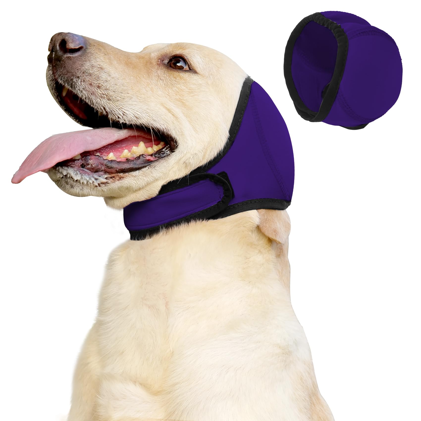 JOHNBOLIN dog ear muffs purple calming hoodie protects ears and eases anxiety
