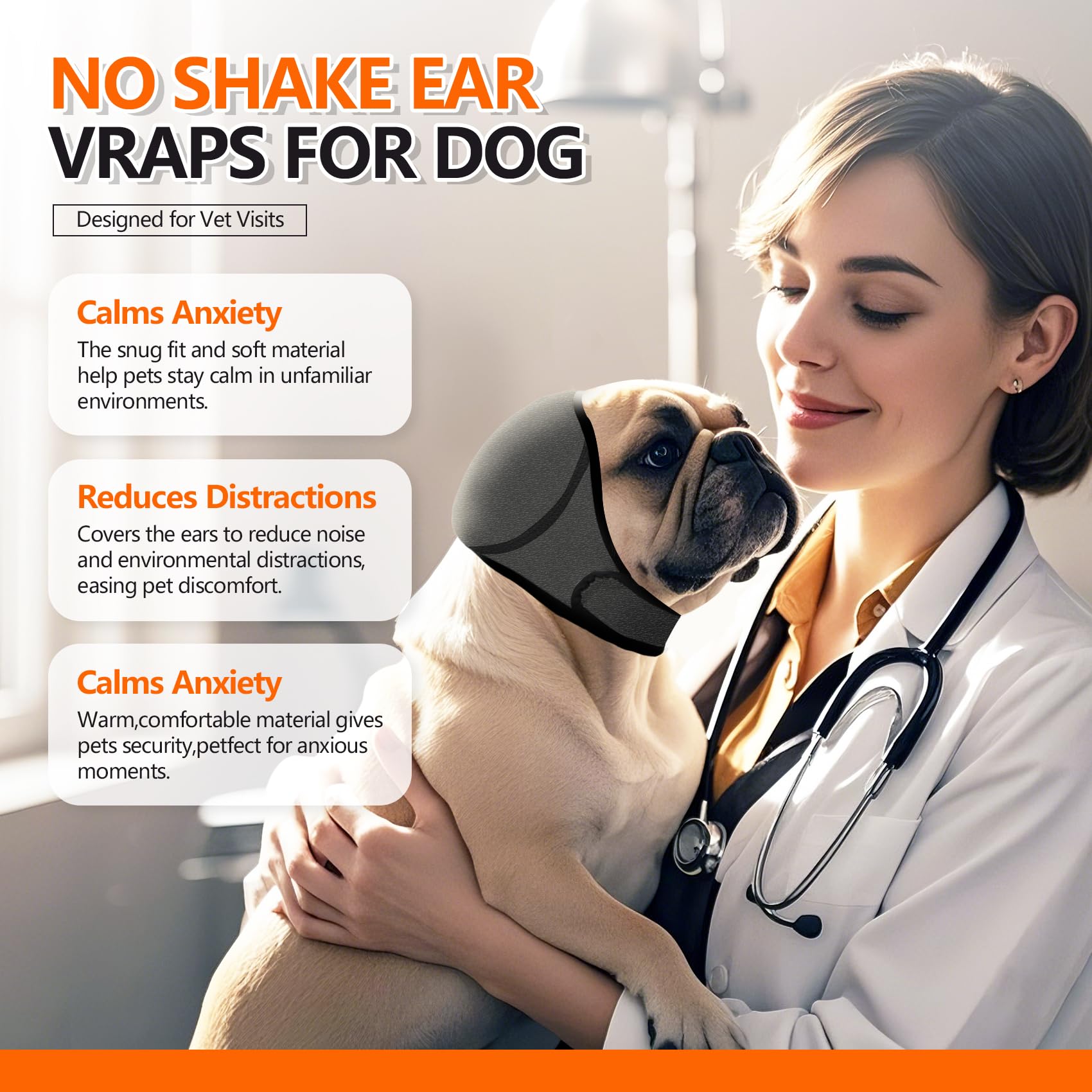 JOHNBOLIN dog ear muffs reduce ambient noise for calmer pets.