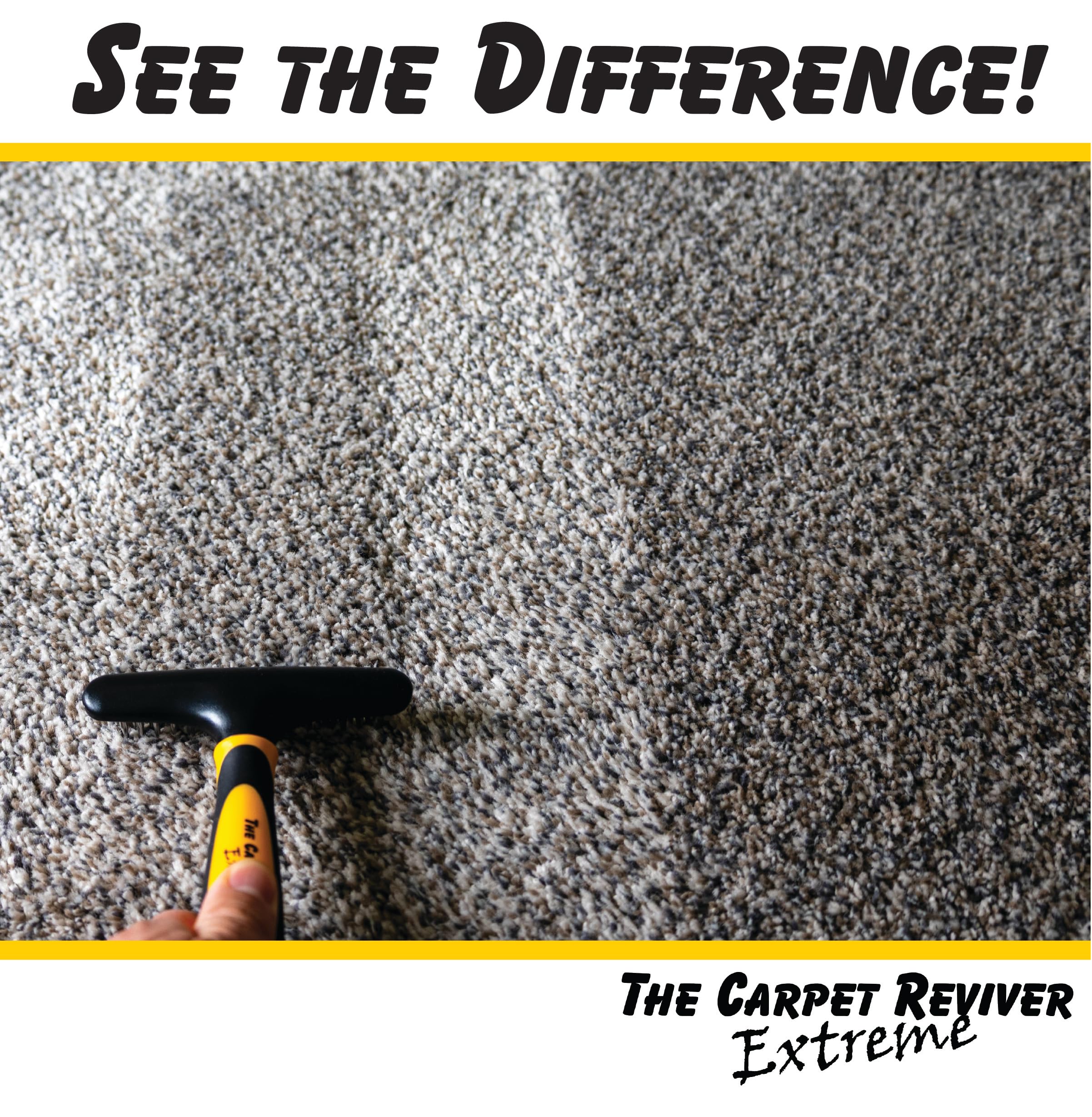 Johnny World Carpet Reviver Extreme in use across a hallway reviving carpet pile
