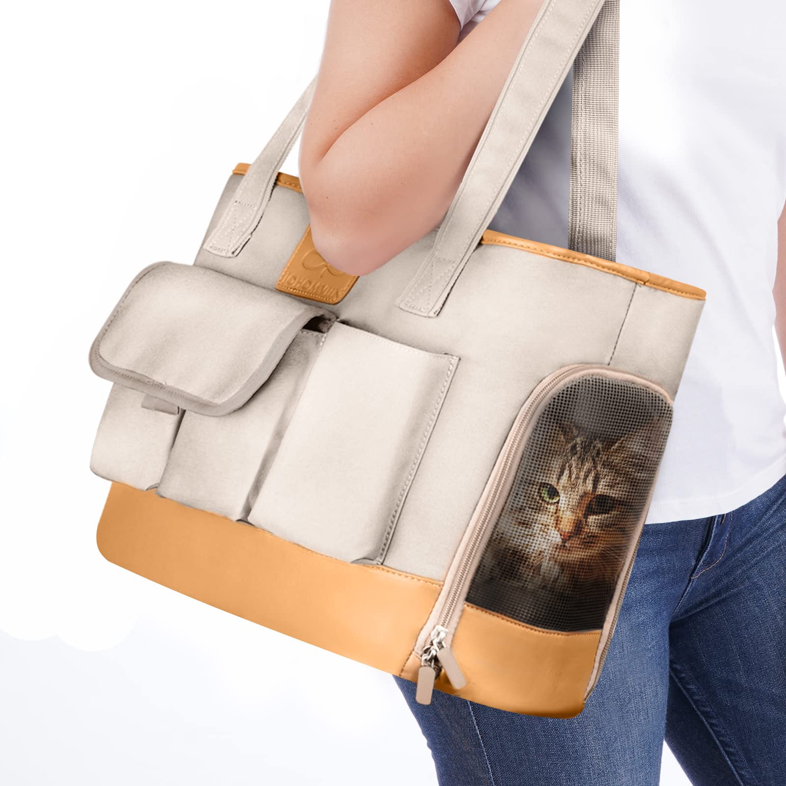 Johomviin pet carrier with leather outer for durable daily travel