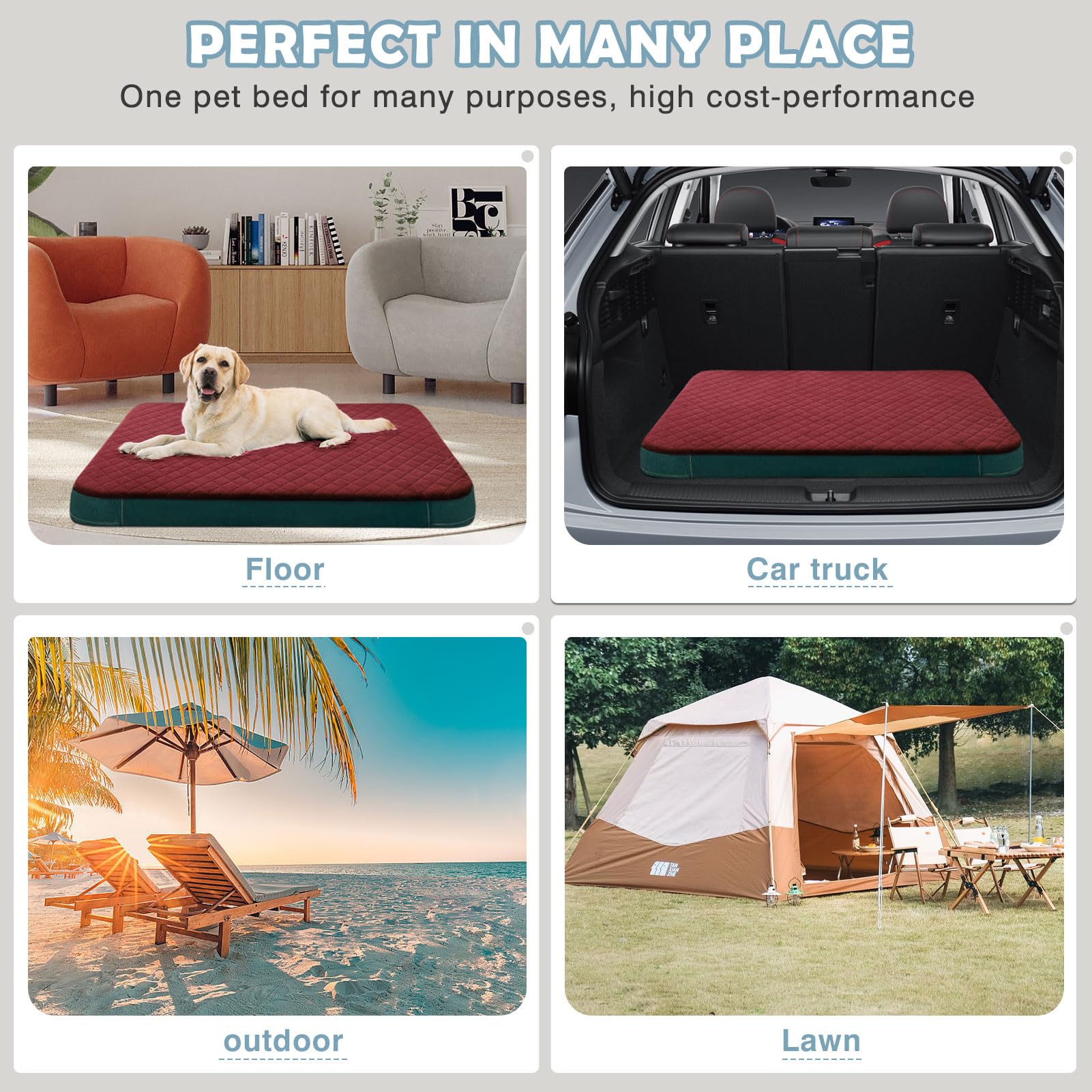 JoicyCo dog resting on the bed demonstrates orthopedic support potential
