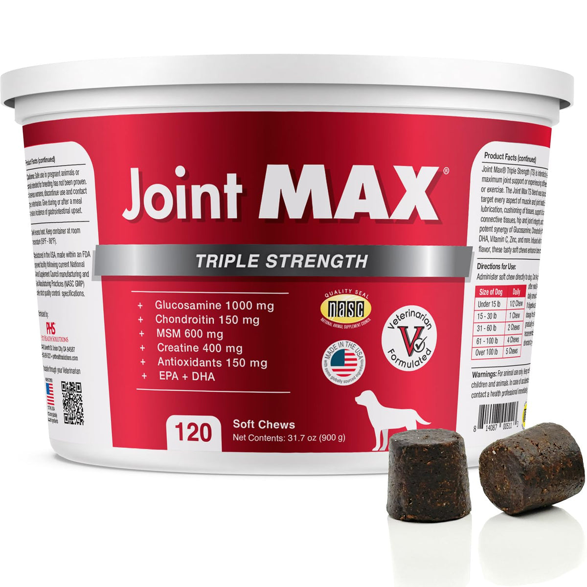 Joint Max TS chews bottle pour liver flavor supports easy daily joint care