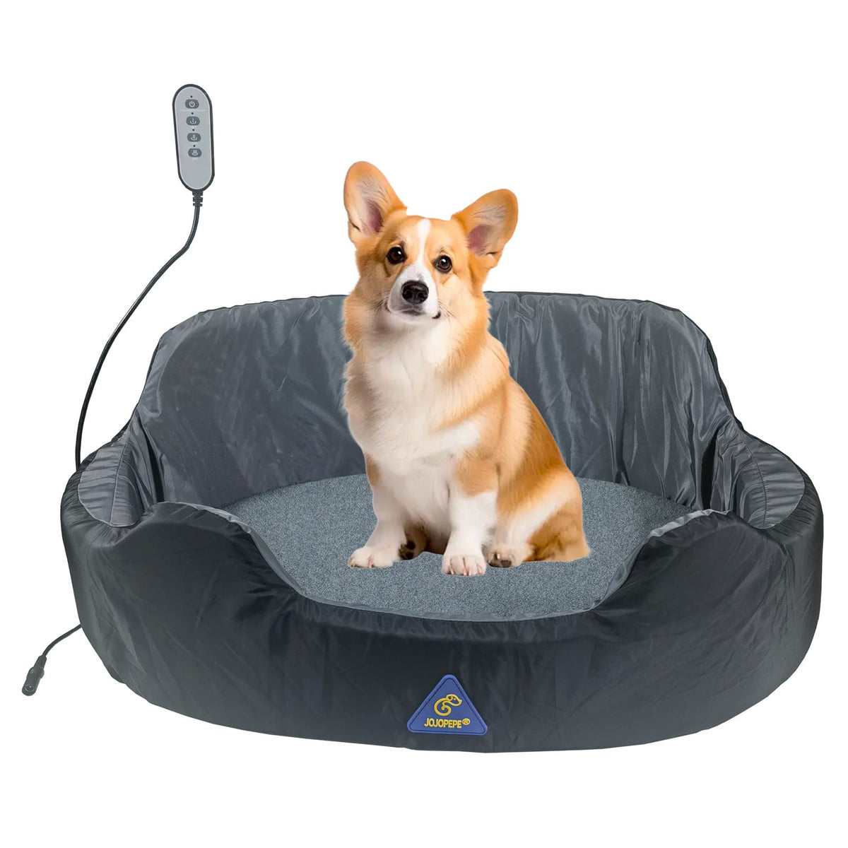 JOJOPEPE self-warming orthopedic pet bed front view grey enhances comfort and joint support.