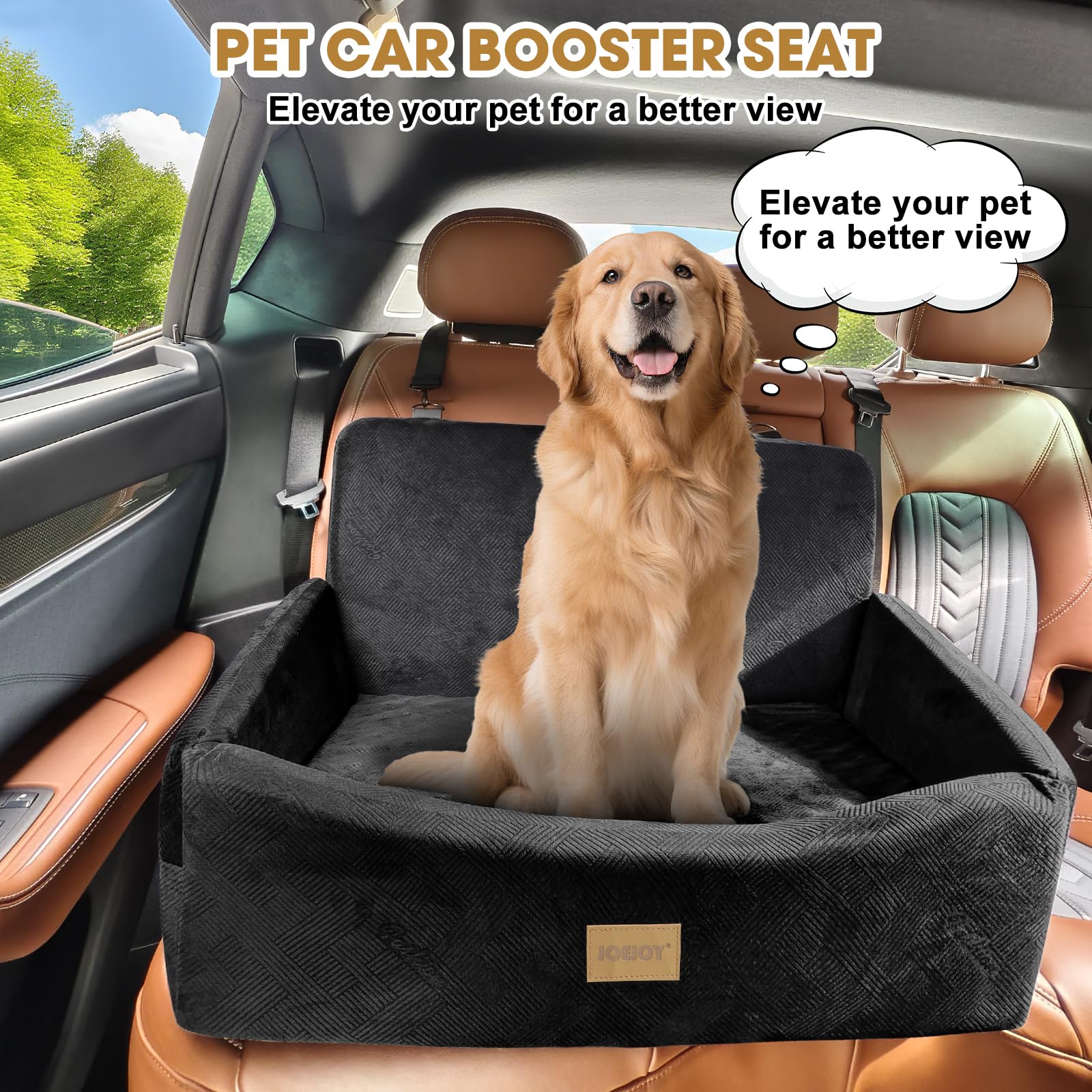 JOEJOY dog car seat dimensions 30x19x14 fit medium to large dogs.