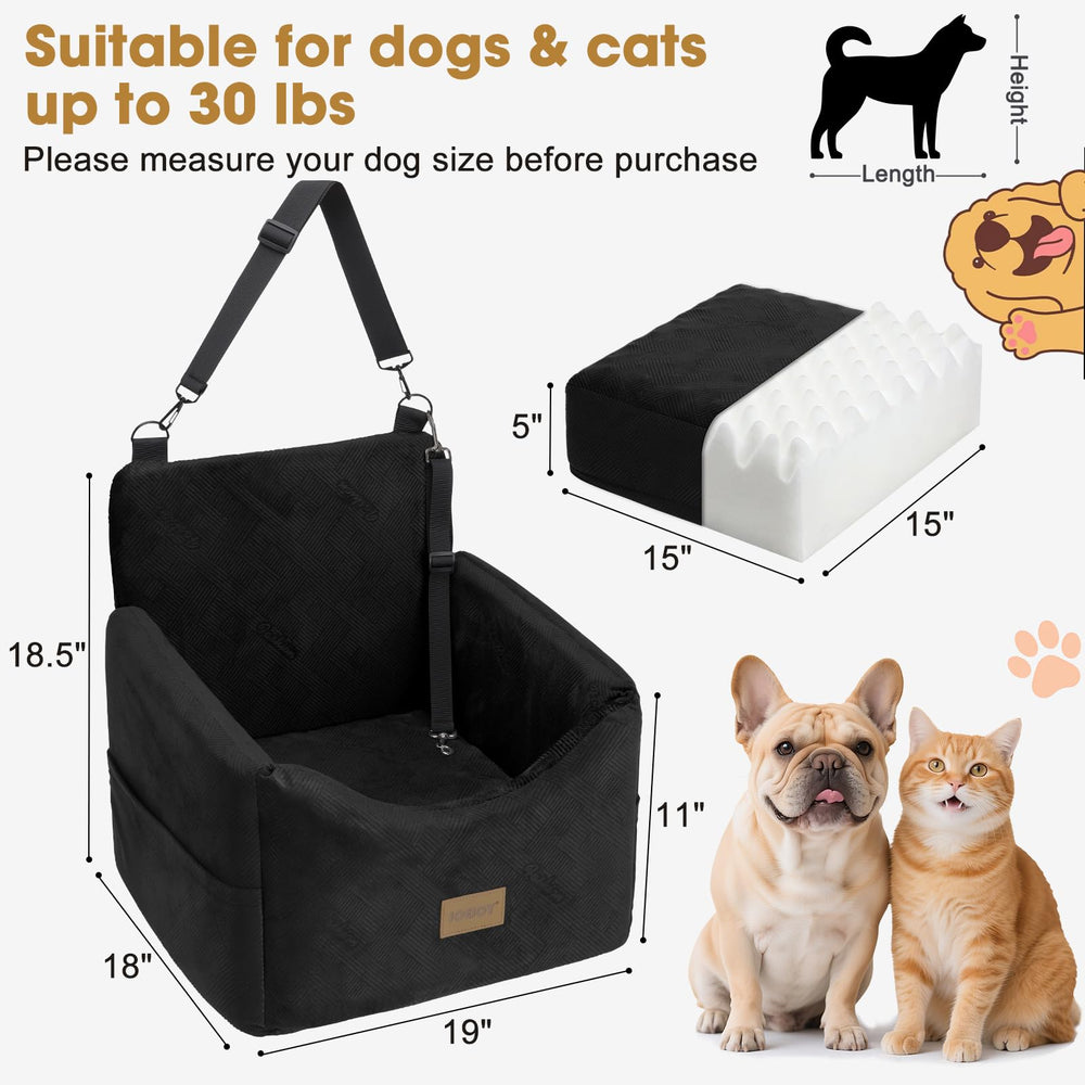 JOEJOY dog car seat dimensions 19x18x18.5 inches fits small to medium dogs