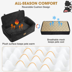 JOEJOY dog car seat secured with harness strap keeps pets safe.