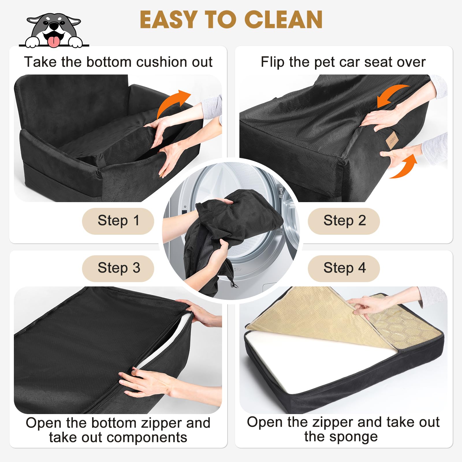 JOEJOY seat with side pockets stores treats and toys conveniently.