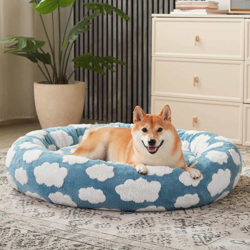 JOEJOY Donut Bed plush jacquard texture adds luxurious softness.